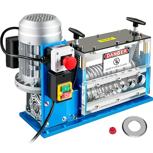 VEVOR Electric Wire Stripping Machine, 370W 0.06" - 1.5" Automatic Motorized Cable Stripper w/ 75 Feet/Minute Speed, 11 Channels 10 Blades Strip Machinery, Scrap Handling Tool for Recycling Copper