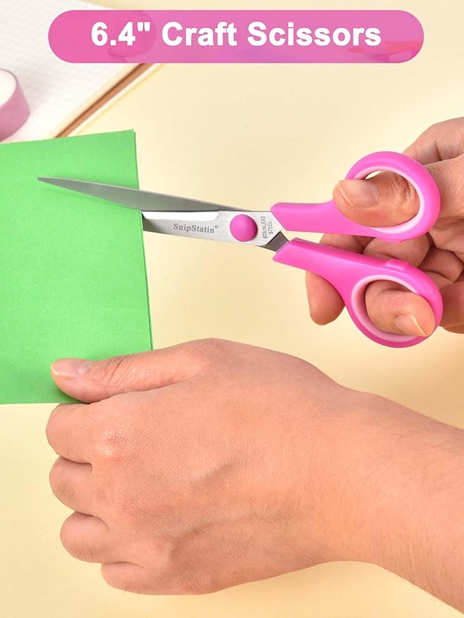 Craft Scissors Set of 4, Scissors All Purpose, Sharp Blades, Ergonomic Semi-Soft Rubber Grip, Suitable for Office, Home, School, Sewing, Fabric, Art Craft Supplies, 9.6", 8.5", 6.4", 5.5"