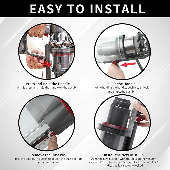 Dust Bin Replacement Parts,For V11 V15 SV14 SV15 SV22 Detect Slim, Vacuum Cleaner Canister Bin Accessories Part,Clear Bin Attachments Can Hold Animal Pet Hair