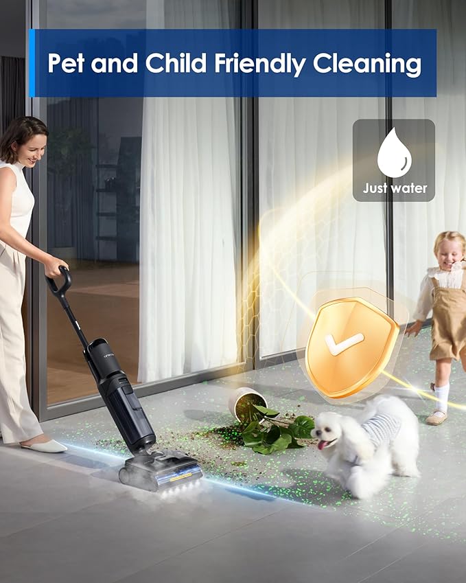 Tineco Floor One S7 Stretch Steam Cordless Wet Dry Vacuum Steam Mop All-in-One, 320??HyperSteam, 180째 Lay-Flat, Anti-Tangle Design, FlashDry Self-Cleaning, Up to 75 Min Runtime