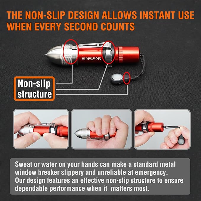 Car Glass Breaking and Seatbelt Cutter Emergency Escape Tool竊?-in-1 Safety Hammer and Spring-Loaded Window Breaker Underwater for Life-Saving