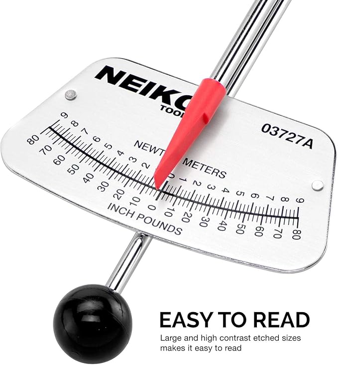 Neiko 03727A 1/4-Inch-Drive Beam Torque Wrench, SAE and MM Bicycle and Automotive Wrench, Reads in 0??0 Inches/Pounds and 0?? Newton/Meter Increments