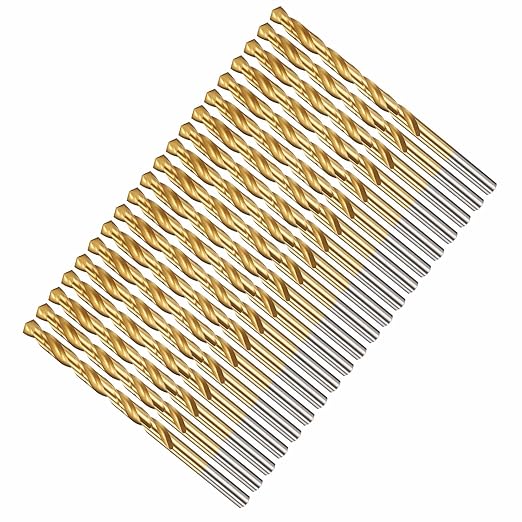 Drill Bit, 9/32" Cutting Diameter, 4341 HSS Jobber Bits TiN Coated 135° Cutting Angle - (Applications: for Drilling Soft Metal Plastic Wood), 20-Pieces