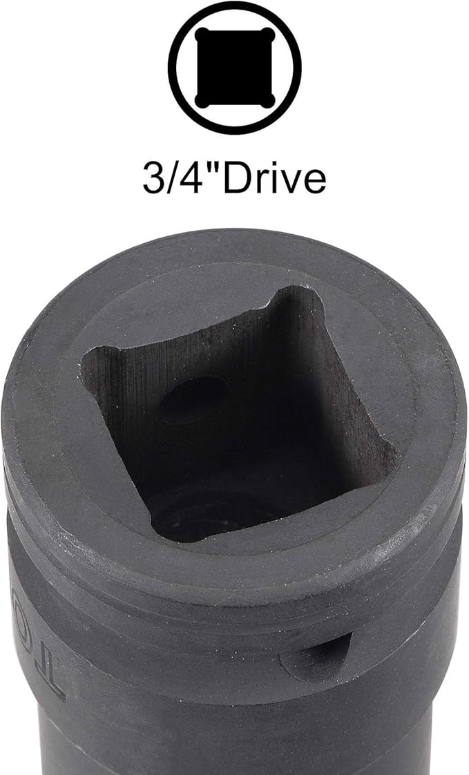 uxcell 3/4-Inch Drive 19mm 12-Point Impact Socket, CR-MO Steel 56mm Length, Standard Metric Sizes
