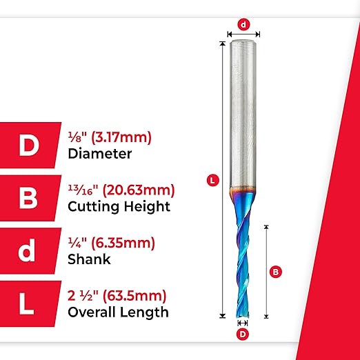 Amana Tool - 46225-K Solid Carbide Spektra Extreme Tool Life Coated Spiral Plunge 1/8 Dia