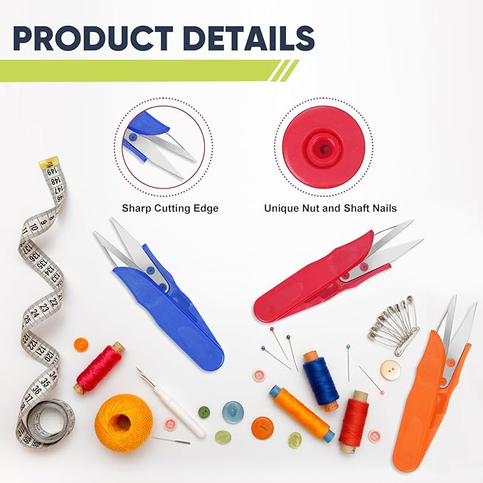 UCEC 12 Pack Thread Snips for Cutting, Thread Cutter Yarn Scissors for Crocheting, Embroidery Scissor Sewing Scissors Small Sewing Snips