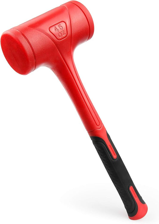 YIYITOOLS Dead Blow Hammer-45oz(3LB), Red and Black, Shockproof Design, No ReboundMallet Machinist Tools Unibody Molded Checkered Grip Spark and Rebound Resistant (YY-3-011)