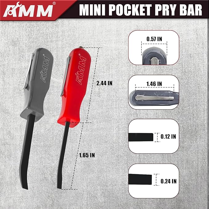 AMM 4 PCS Pocket Pry Bar Set, Mini Pry Bar with Magnet Top and Pocket Clip, 4.5" Small Pry Bar for Home Office, Car Repair Gadgets, Electronics and Mechanics Repair