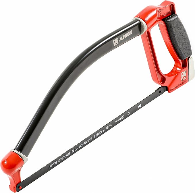 ARES 70098-3D Professional Hacksaw - Multi-Adjustable Arc-Shaped Frame - Multi-Angle Blade Position - 12-Inch Hi-Carbon Steel Blade