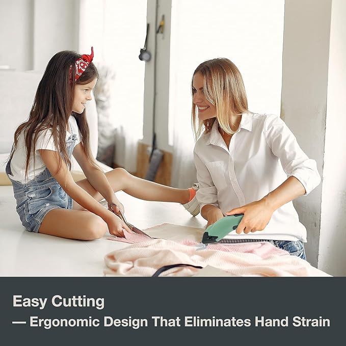 Cordless Electric Scissors for Fabric, 4V Rechargeable Cardboard Scissors with 3 Replaceable Sharp Blades, Electric Shears for Cutting Fabric, Cardboard, Carpet, Leather, Felt