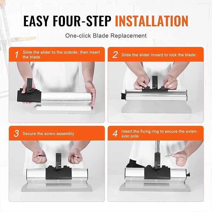 Drywall Skimming Blade Set Knife Combo 10/16/24/32/40 Inch & 34-81 Inch Handle