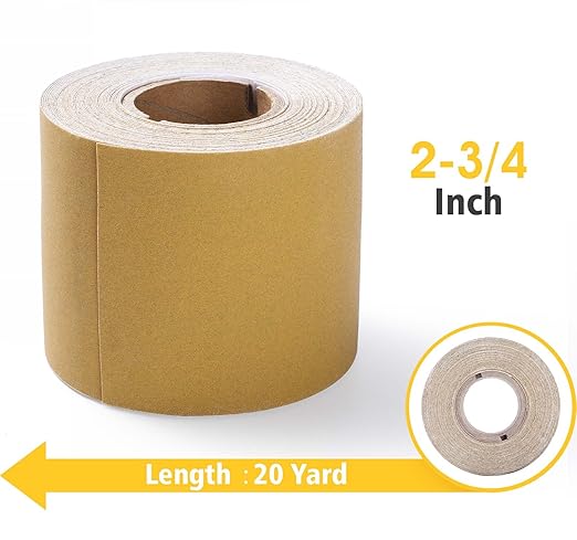 S SATC 320 Grit PSA Longboard Sandpaper 20 Yard Long Continuous Roll, 2-3/4" Wide Self Adhesive Stickyback Sanding Sheets for Automotive, Hand Sanding Blocks,Woodworking, Metal, Plastic