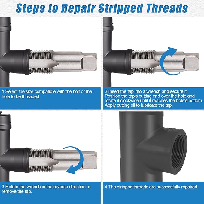 5-Piece NPT Pipe Tap Set, NPT Tap and Die Set with 1/8", 1/4", 3/8", 1/2" and 3/4" Sizes ??Carbon Steel Hand Threading Tool for Plumbing, Mechanics, DIY Tasks, Delivers Clean Accurate Threads