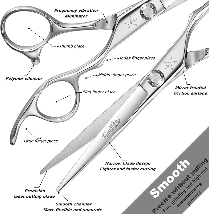 High-end Professional Extremely Very Sharp Barber Hair Cutting Scissors Hairdresser Shears For Hair 6.25 Inch Haircut Scissor Made Of Stainless Steel Alloy For Hairdressing Salon and Home Use