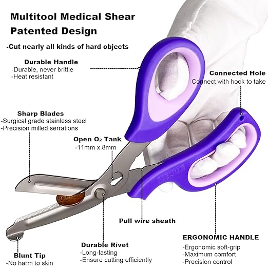 MEUUT 2 Pack Medical Scissors Titanium-coated Trauma Shears -8 inch Heavy Duty Bandage Scissor Surgical Grade Shears EMT Scissors for EMT Workers Doctors Nurses