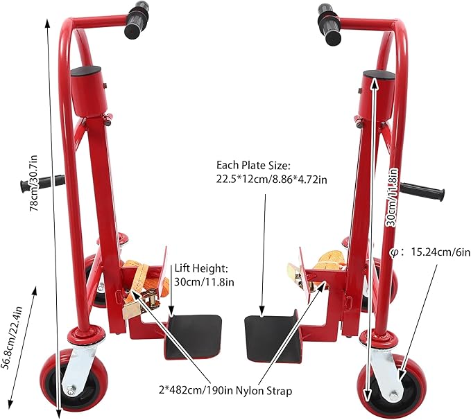 Furniture Moving Tool Set of 2 Manual Furniture and Crate Mover 1300 lbs Capacity Multifunctional Handling Tools for Moving, Warehousing, Furniture Stores (Red)