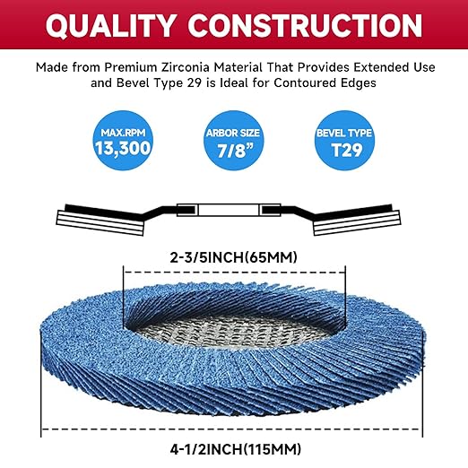 Abrasive Flap Discs,Premium 4.5" x 7/8" T29 High Density Zirconia Flap Sanding Discs 4-1/2 Inch for Angle Grinder,Grinding Wheels & Discs,Sanding Discs for Wood & Metal.(Mix Grit-20 Pack)