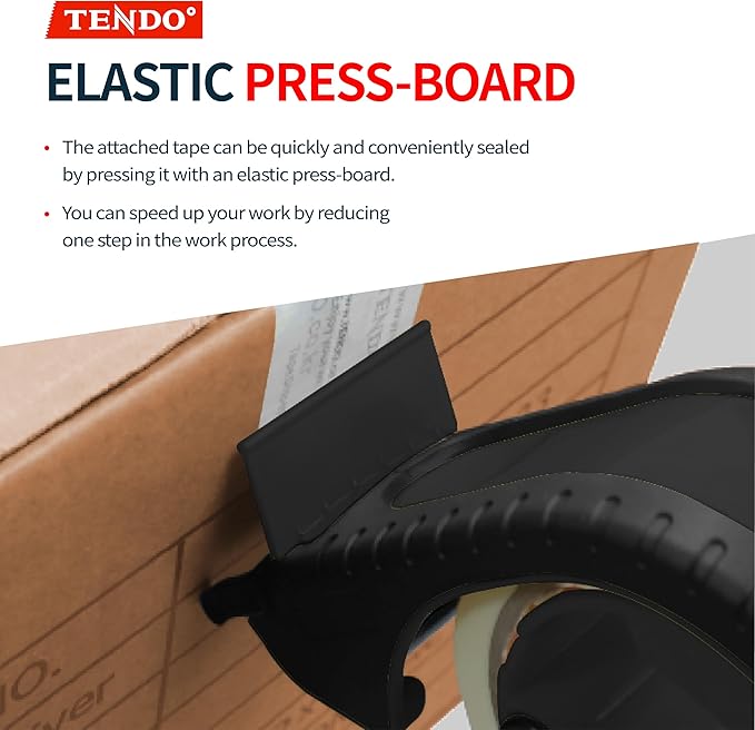 Heavy Duty Shipping Tape Dispenser: TENDO째 Premium Line ??Reusable, Replaceable, Eco-Friendly 2?쇺?Master Piece Dispenser for Pros with Patented 10째 Sloped Chromium Blades - P-2200 (4th Gen.)_Black