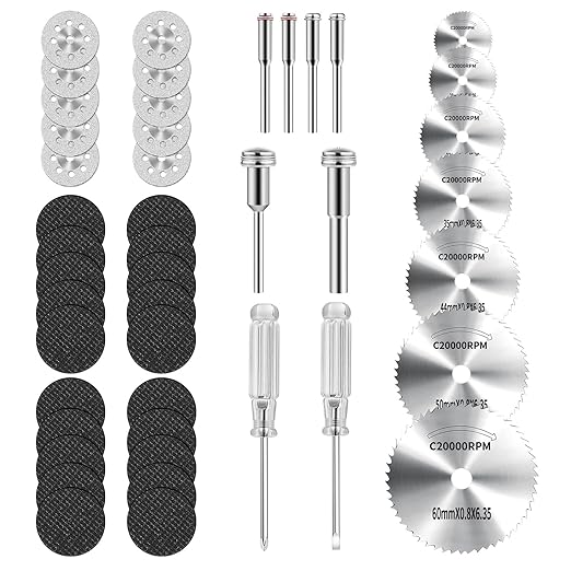 45Pcs gupawix Cutting Wheel Kit for Dremel Rotary Tools竊똃iamond Cutting Discs竊똇SS Circular Saw, Fiberglass Cut-Off Wheels with 6Pcs Mandrels Rotary Tool Accessories for Cutting Metal, Wood, Stone, PVC