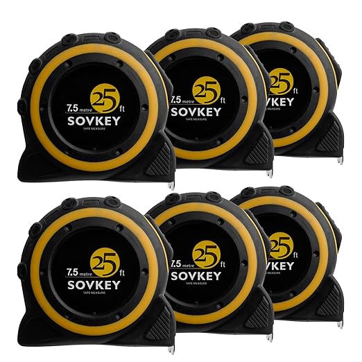 25ft(7.5-Meters) Tape Measure, Self-Lock, Dual Scale,Easy Read Measuring Tape, 6 Pieces