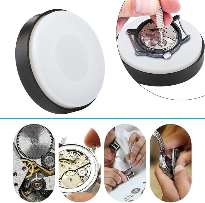 Watch Case Casing Cushion, Alloy Material Watch Cushion, Anti Slip and Stable Wristwatch Repair Pad, Transparent Silicone Tool for Repair(75MM)