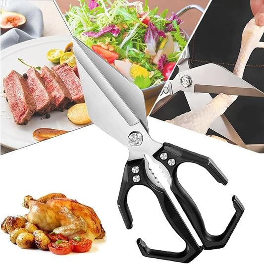 Kitchen Shears, Multifunctional Heavy-Duty Kitchen Shears, Poultry Shears - Heavy Duty Kitchen Scissors for Food with Ergonomic Handle, Ultra Sharp for Chicken, Meat, Seafood, Bone Cutting (Black)