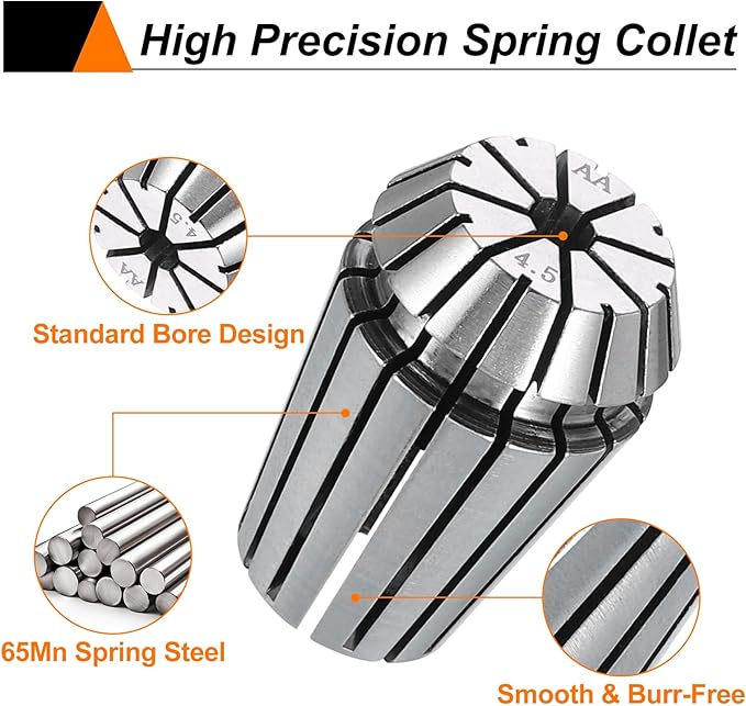 HARFINGTON Spring Collet Chuck ER20 4.5mm 65Mn Spring Steel Precision Router Collets for CNC Engraving Milling Lathe Tool