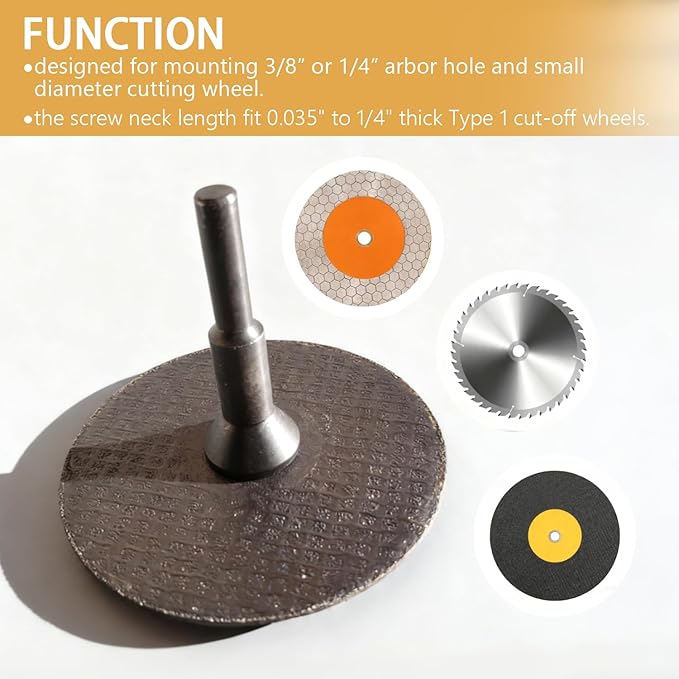 Mounting Mandrel 3/8" & 1/4" Arbor Hole (4pack) for Type 1 Cut-Off Wheel 1/4" Shaft for Die Grinder Rotary Tool