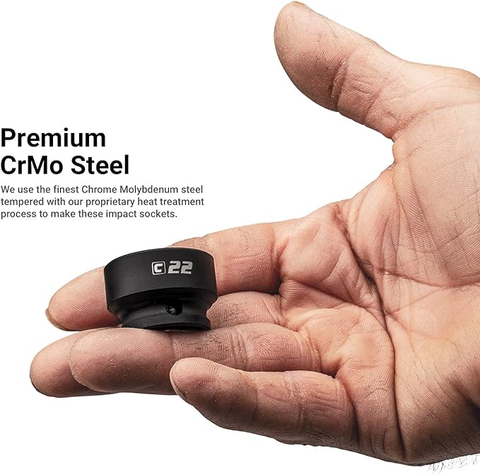 Capri Tools 18 mm Stubby Impact Socket, 3/8 in. Drive, 6 Point, Metric