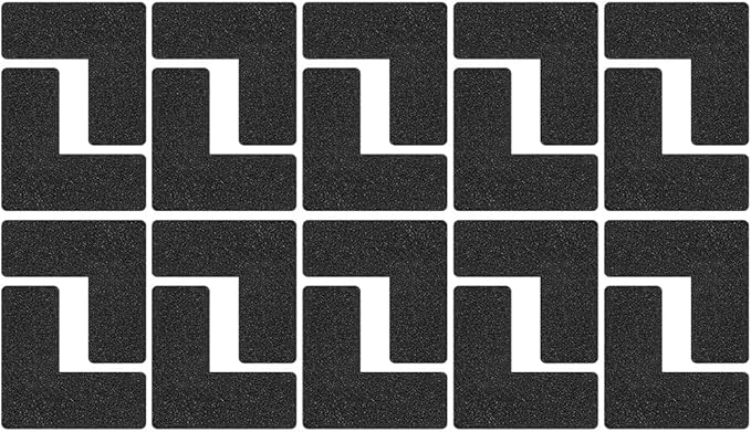 Beiyier 100 Pack 5s Location Marking Corner, 2x2x0.8 Inch L Shaped Graphical Floor Marker for Office Desk Table Top, Warehouse Floor (Black)