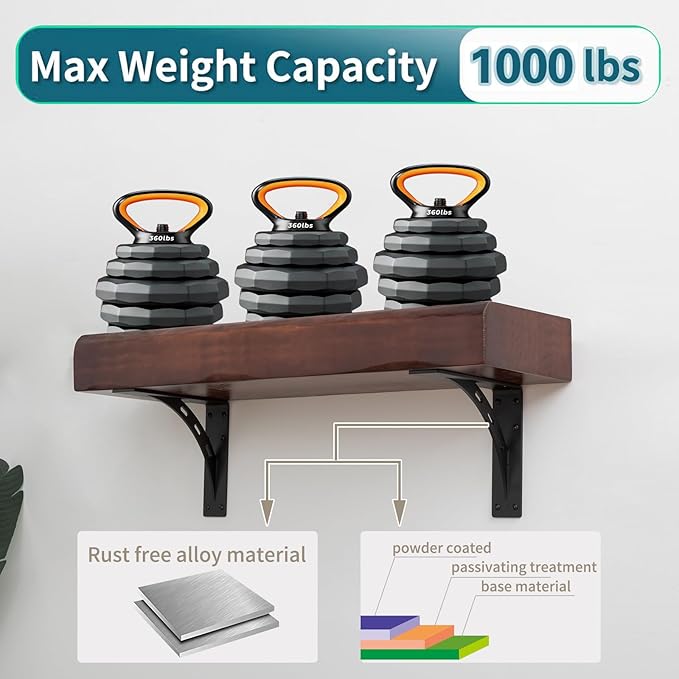 12 inch x 10 inchHeavy Duty Shelf Brackets , Metal Mantel Brackets (Set of 2) Fireplace Mantel Brackets - Countertop Support , Max Load 1100 Lbs (12 ?섃?x 10?쇺?
