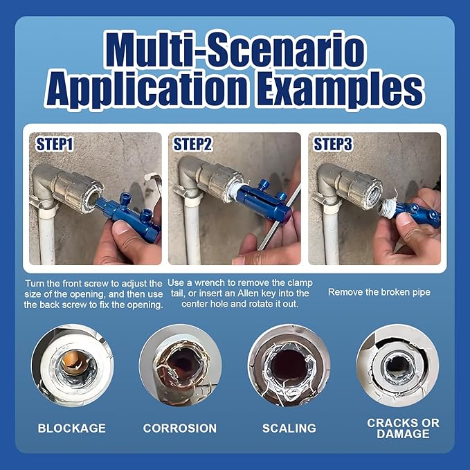 Broken Pipe Extraction Tool - For 1/2?? 3/4?? 1" Pipes | Removes broken faucets, pipe threads, damaged faucet bolts, PVC/PEX pipes