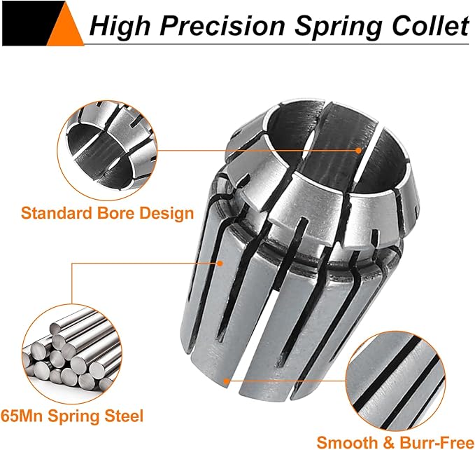 HARFINGTON Spring Collet Chuck ER16 12mm 65Mn Spring Steel Precision Router Collets for CNC Engraving Milling Lathe Tool