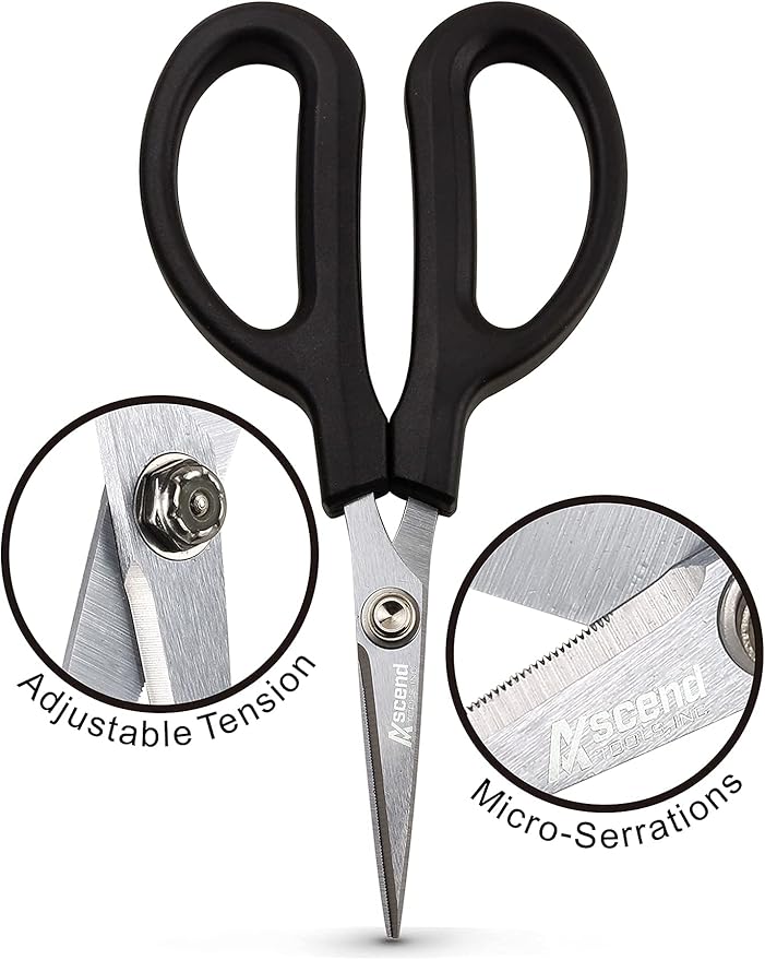 Ascend Tools 6-1/4 inch Carbon Steel Shears - Kevlar, Dyneema, Vectran, Spectra, Technora, Nomex, Innegra, Dacron, Fiberglass, Carbon Fiber, Fiber Optic Kevlar Shears