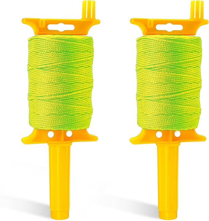2 Pack Mason Line with Handle,540ft #18 Braided Nylon Mason Line for Gardening (Yellow, Large)