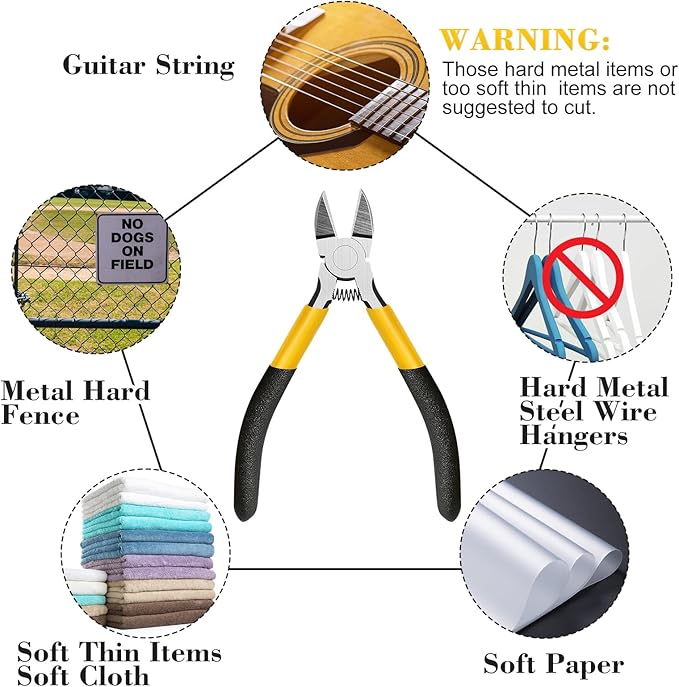 Lasnten 15 Pcs 5" Wire Cutters Precision Cutting Pliers Side Diagonal Cutters Small Wire Clippers Spring Loaded Flush Cut Snips with Nonslip Handle for DIY Jewelry Making Crafting Model Kits Zip Ties