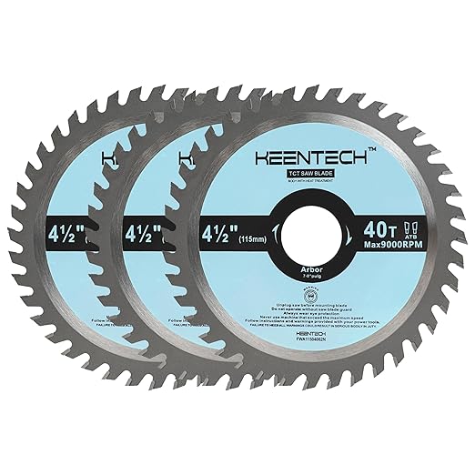 KEENTECH 4-1/2" Dia. by 7/8" Bore 40 Tooth Fine Finish Circular Saw Blade 3-Pack for Angle Grinders, Tungsten Carbide Tipped, ATAF Grind