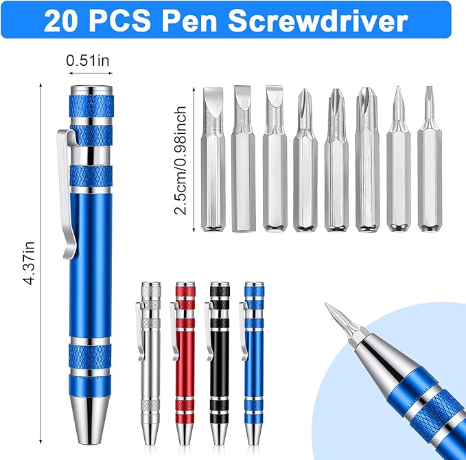 20 Pcs Pen Screwdriver Gifts Multitool Handy Tool 8 In 1 Magnetic Pocket Screwdriver Precision Function for Mini Gadgets