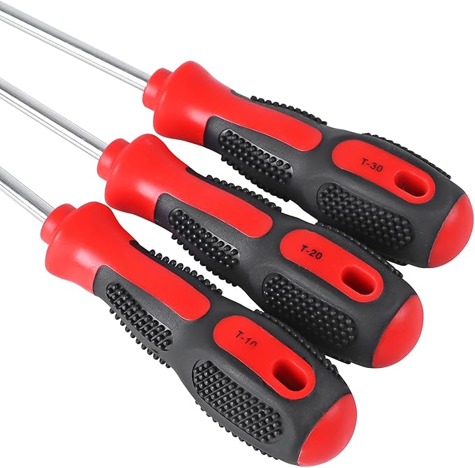 Extra Long Torx Star Screwdriver Set T10 - T30 Screwdrivers Length 12-inch 6-Piece