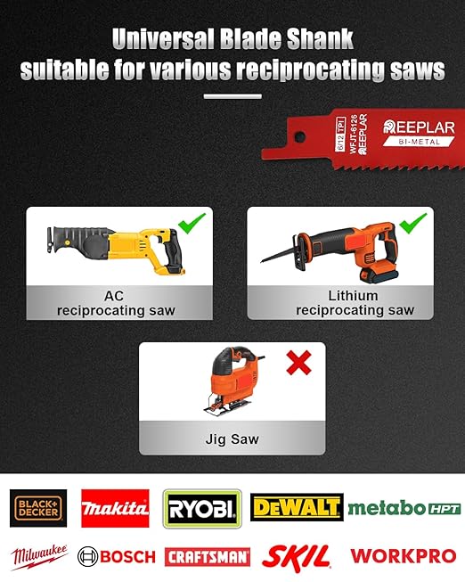 25 Pack 6 inch 14/18 TPI Bi-Metal Auto Dismantling Sawzall Blade for Metal, 6??18-TPI Reciprocating Saw Blades Replace Milwaukee and Diablo sawzall Blade
