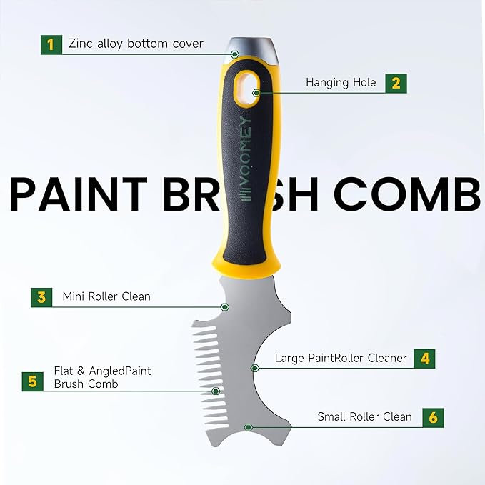VOOMEY 5 in 1 Paint Brush Comb & 12-in-1 Putty Knife,Combination of Multifunctional Paint Scraper Tool and Brush Roller Cleaner Tool,Scraping,Cleaning Paint Roller