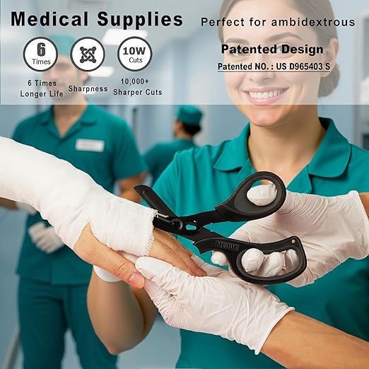MEUUT 2 Pack Medical Scissors Trauma Shears for Nurses -Patented Bandage Scissors with Non-Stick Blades, Surgical Grade Shears Stainless Steel EMT Scissors for All Purpose