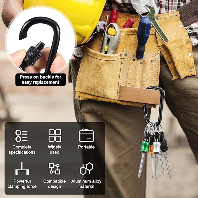 Bit Holder Keychain Tool with1/4?쏦ex Shank,Aluminum Alloy Screwdriver Bit Holder 16pcs Set with Spring Screwdriver Bits,L-Shaped Wrenches,Hollow Bits(T8,T10,T15,T20,T25,T27,T30),Drill Screw Adapter