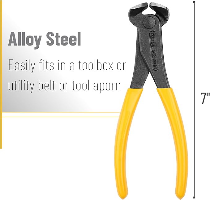 Bates- Nail Puller, Yellow, Nail Remover Tool, Cutting Pliers, Carpenter Tools, Staple Puller, Nail Puller Tool, End Cutting Pliers, Nail Pliers, Nail Pulling, Nail Puller Pliers, Nippers Tool