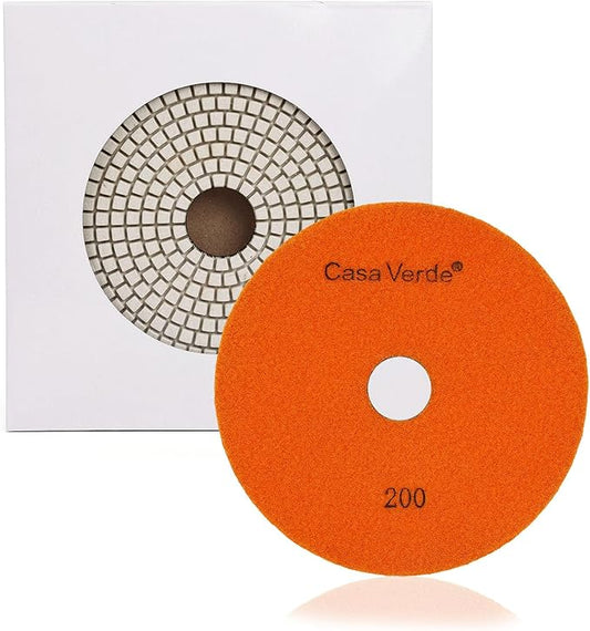 Casaverde Grit 200 Granite Diamond Polishing Pads 7 Inch for Stone Terrazzo Travertine Countertop Marble Floor Edges Polish