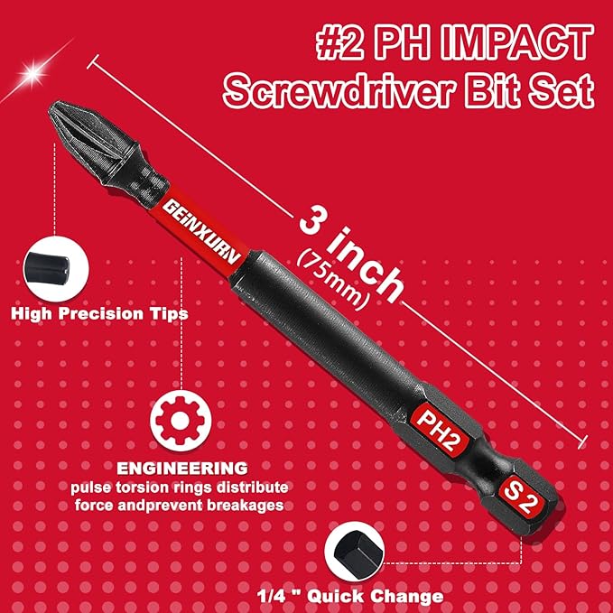 Impact Tough #2 Phillips 3 in. Insert Driver Bits,30Pack Bulk PH2 Screwdriver Bits Set