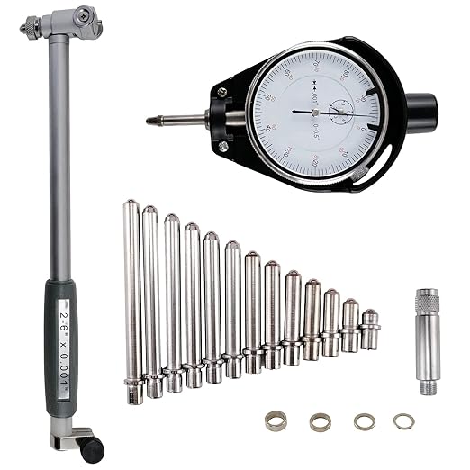 Dial Indicator Bore Gage 2" - 6" Range(0.001"), Dial Indicator Bore Gage Gauge, Stem Length 6'' with Carbide anvils (2"-6" Range