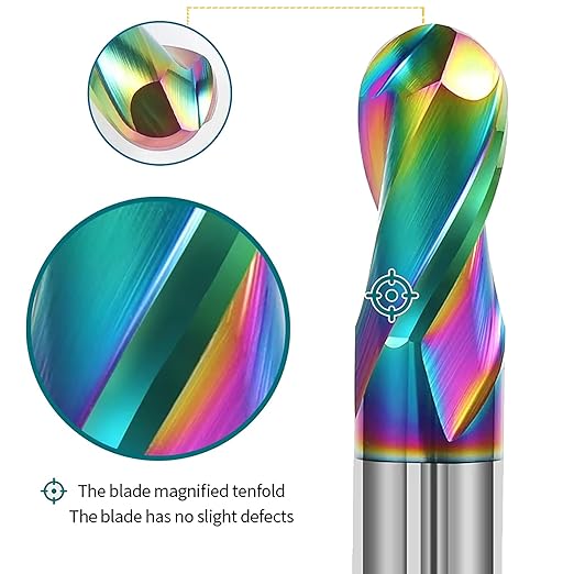 8mm R4 Extra Long DLC Coated 2-Flute Carbide Ball Nose End Mill, 100mm OAL, Ideal for Aluminum, Copper Alloys & Plastic Machining?밐igh Precision & Wear-Resistant Cutting Tool (1 Pack)
