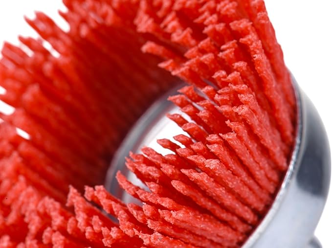 Century Drill & Tool 77221 2" Coarse Nylon End Brush, 80 Grit, 1/4" Quick Change Shank, 4,500 RPM - Nylon Bristles for Metal, Wood, Plastic, Masonry