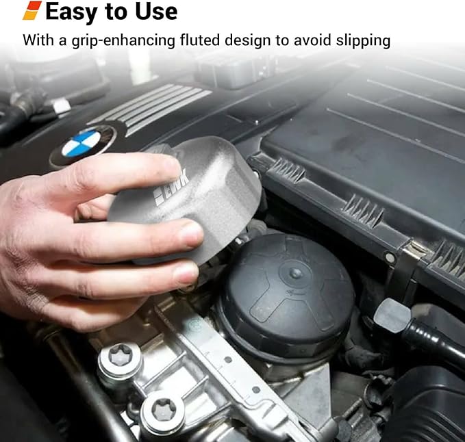 EWK 86mm 16-Flute Oil Filter Wrench, Heavy-Duty Cup Tool for BMW Cartridge Caps, Remove & Install Filter Housing Safely with 3/8" Drive, Fits 2006+ Models